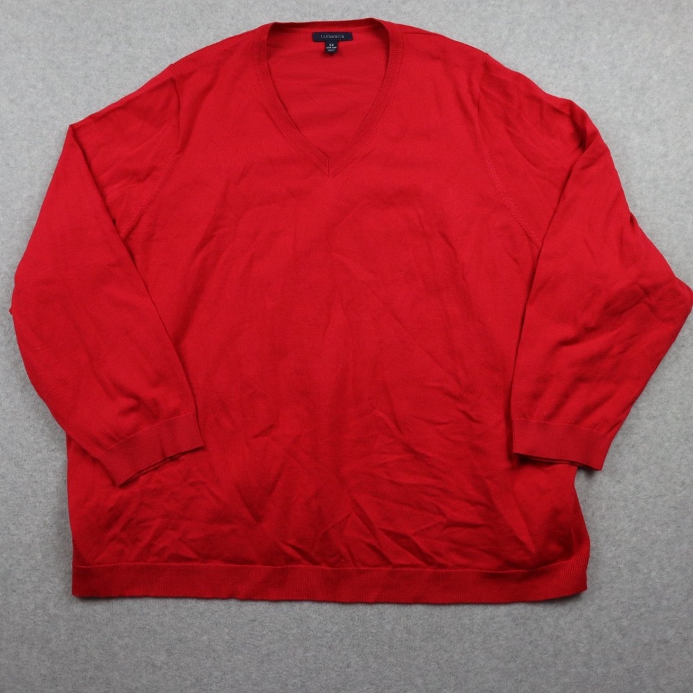 Lands' End Sweater Womens 5X 32W-34W Pullover Knit V-Neck Bright Red Long Sleeve